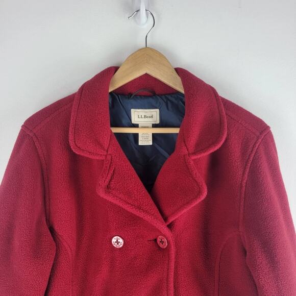 L. L. bean womens pea coat red anchor design buttons lined size M - Picture 2 of 6
